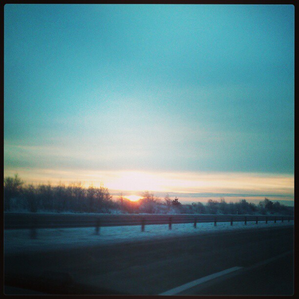 Roadtrip in the sunrise
